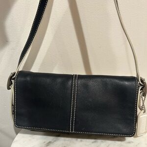 Vintage Coach Navy Blue & White Colorblock Legacy Demi Flap